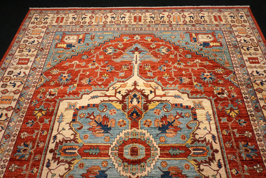 Heriz Serapi Orientteppich - Beige, Rot und Hellblau