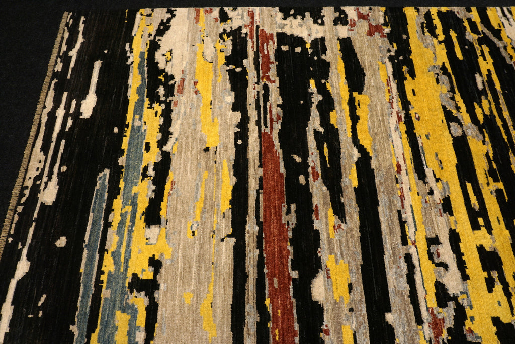 Designerteppich - abstrakt in Gold, Schwarz und Creme