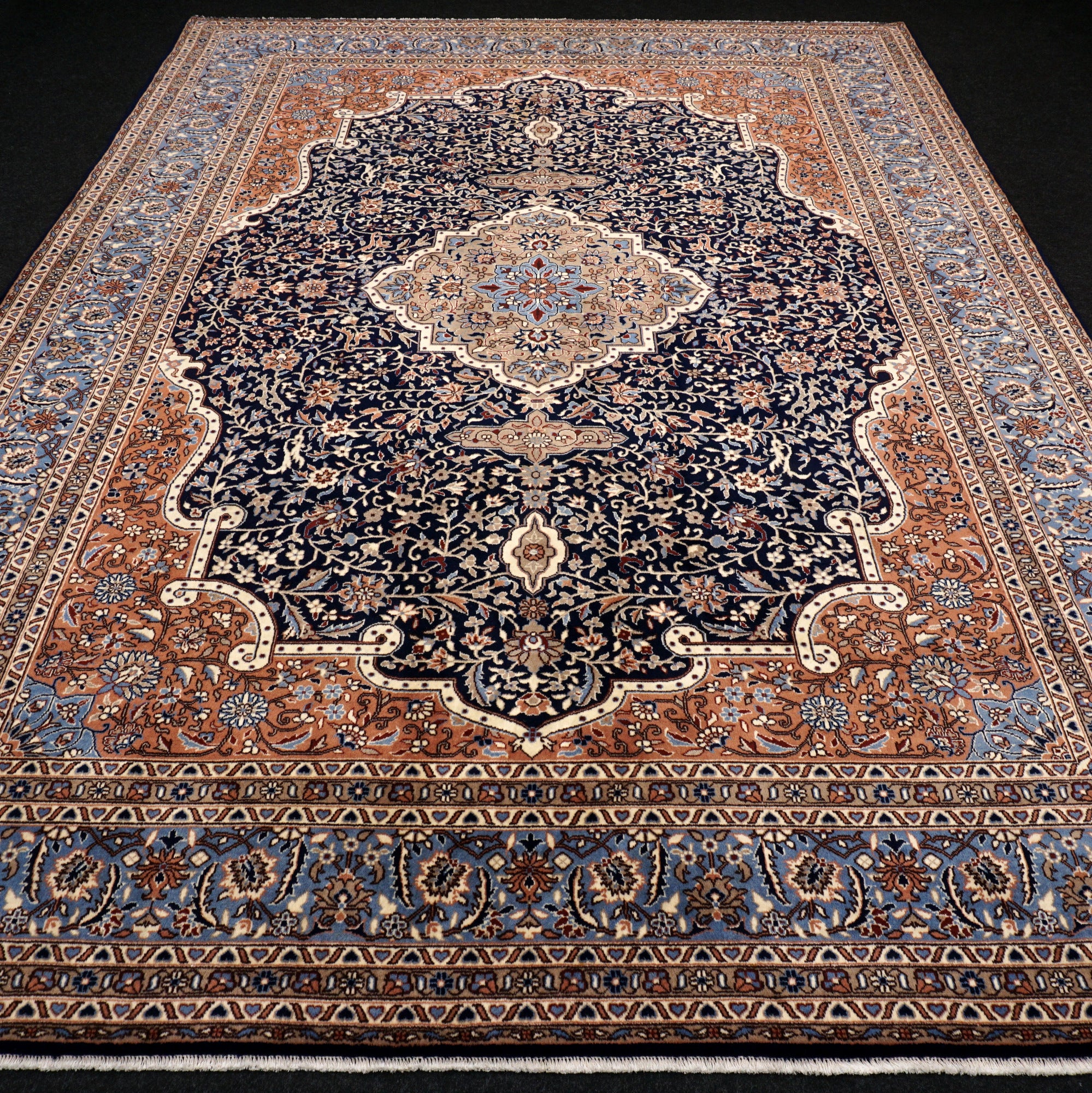 China Kerman Orient Teppich 344 x 245 cm Dunkelblau