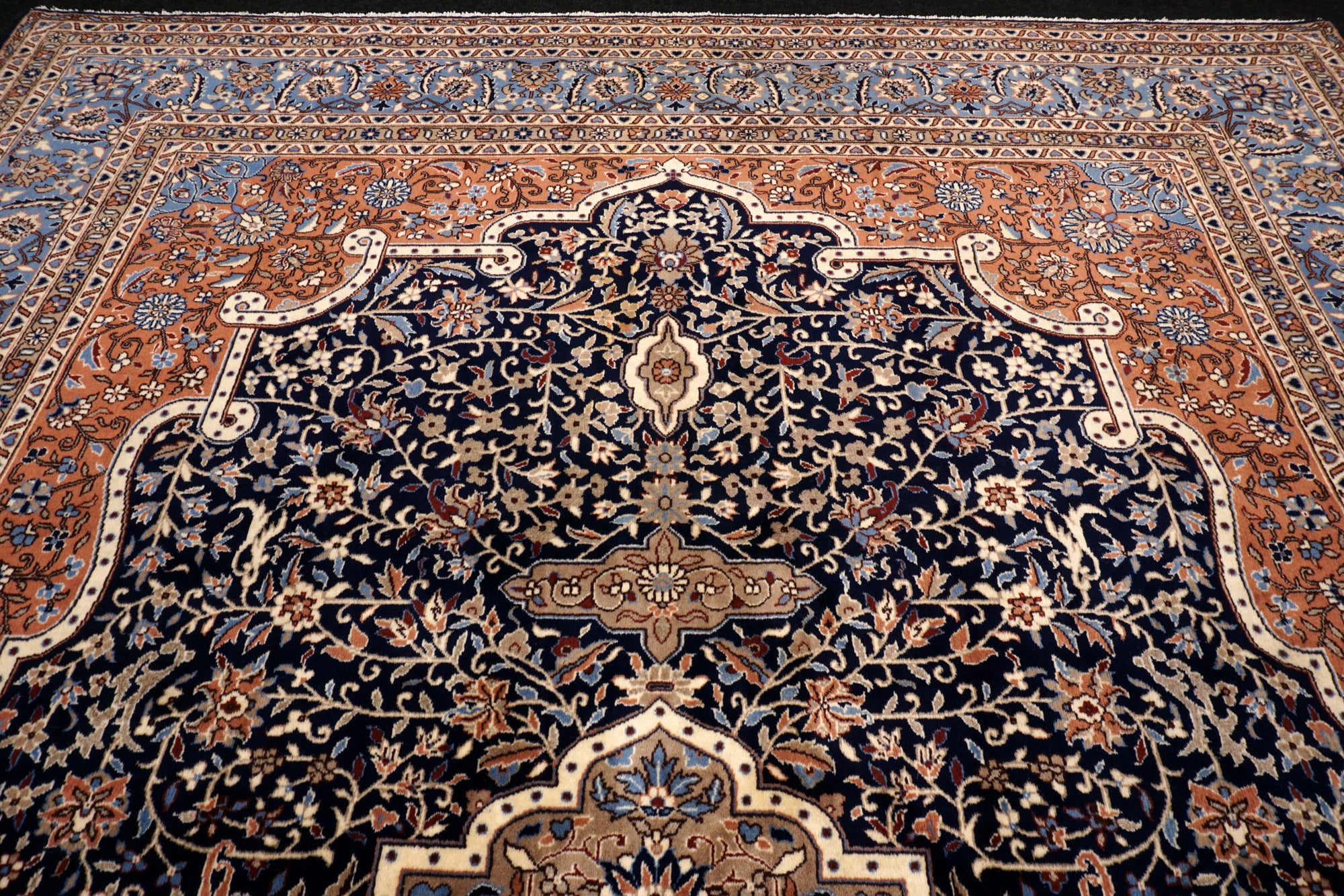 China Kerman Orient Teppich 344 x 245 cm Dunkelblau