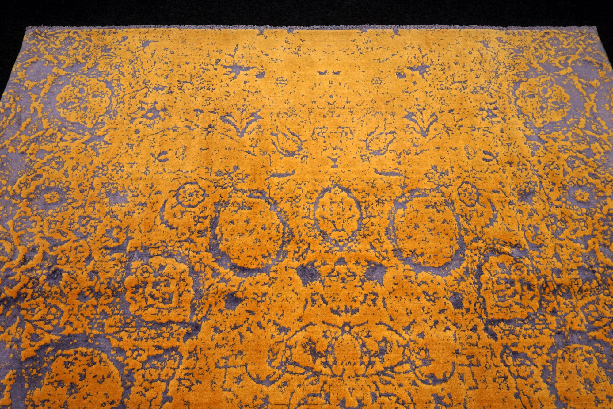 Designerteppich 343 x 232 cm Gold Lila Handgeknüpft