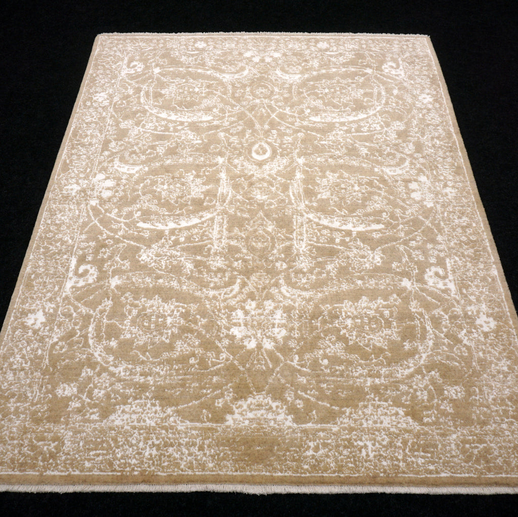 Isfahan Teppich 193 x 151 cm Modern Perserteppich Beige Weiß