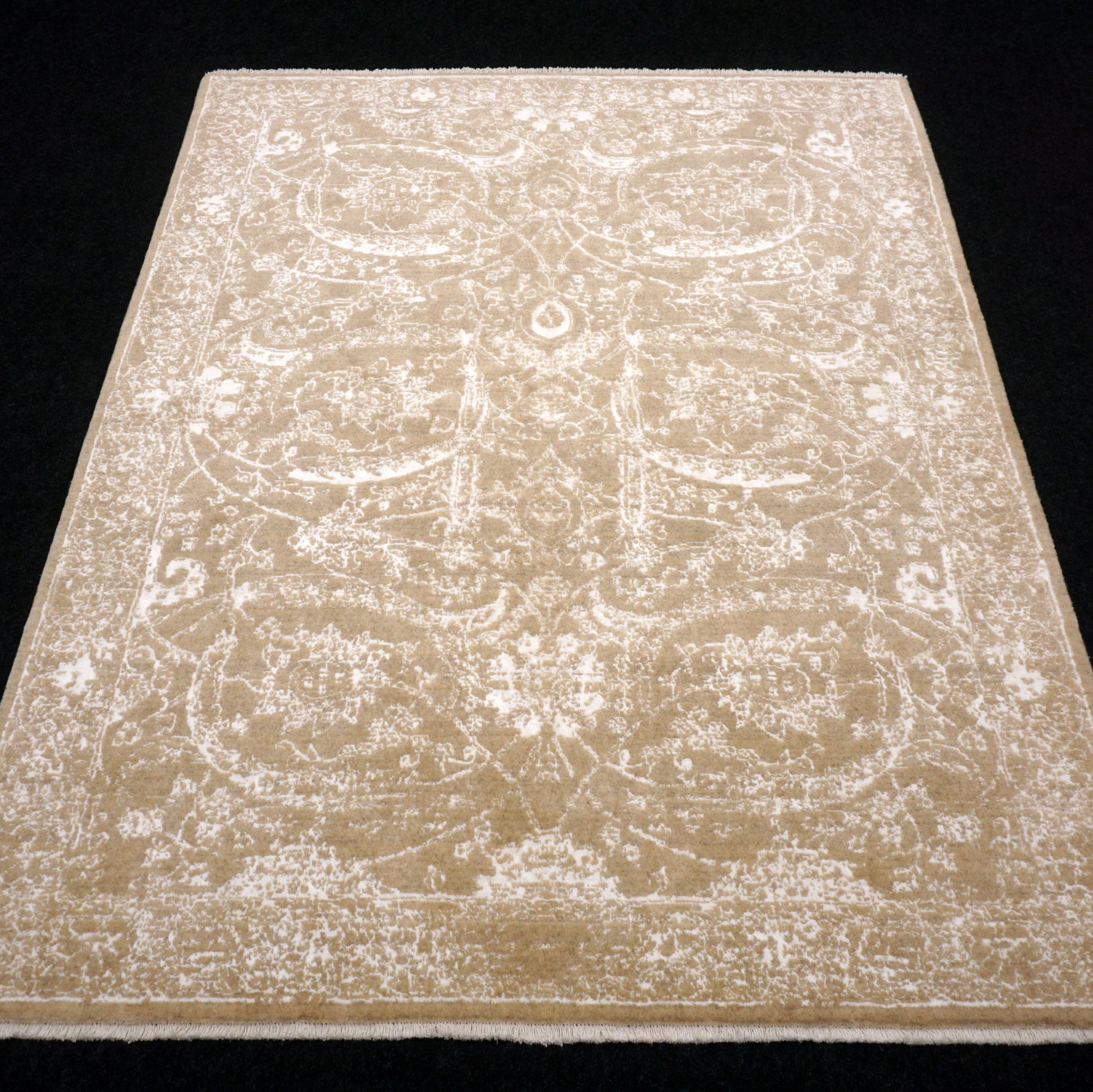 Isfahan Teppich 193 x 151 cm Modern Perserteppich Beige Weiß