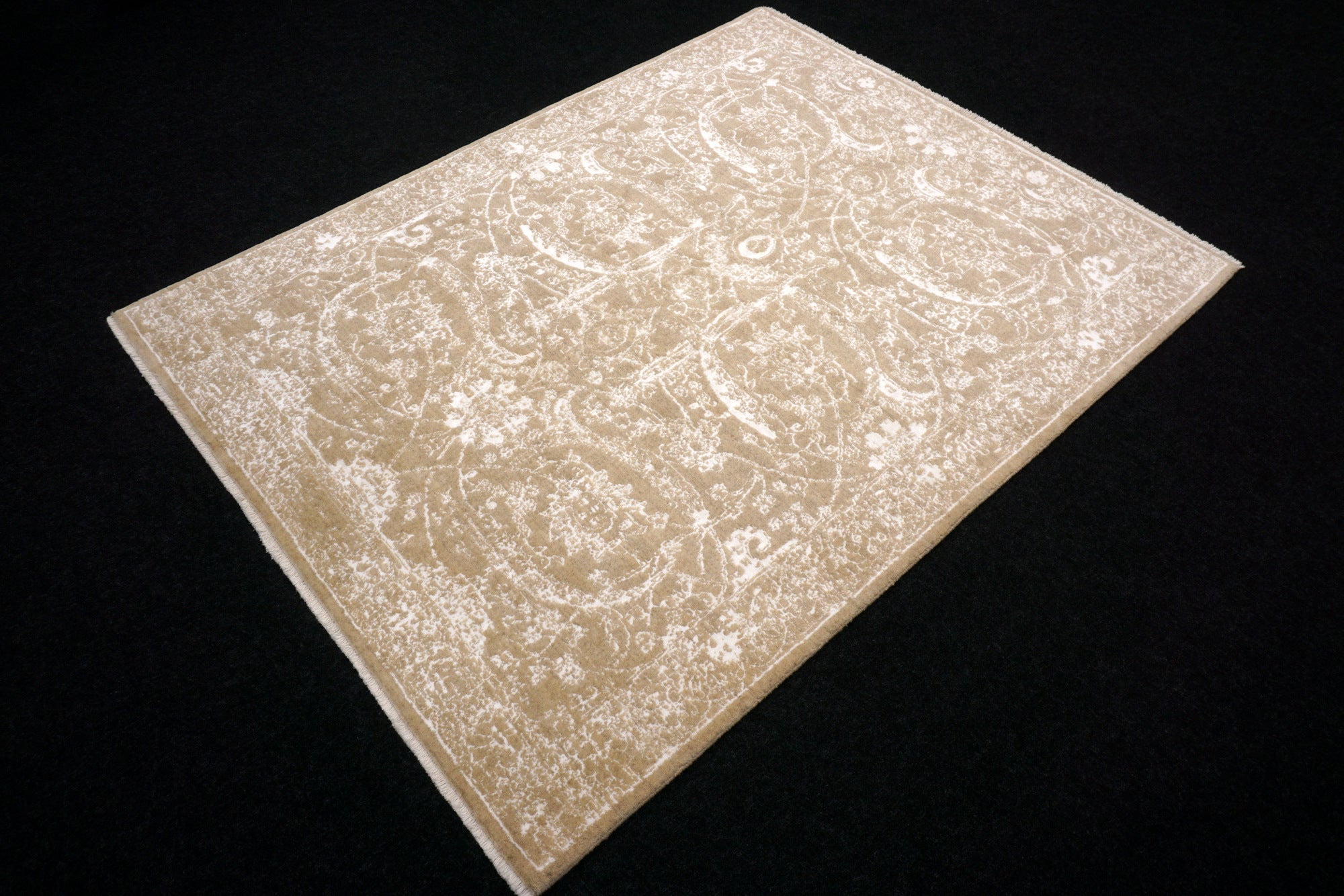 Isfahan Teppich 193 x 151 cm Modern Perserteppich Beige Weiß