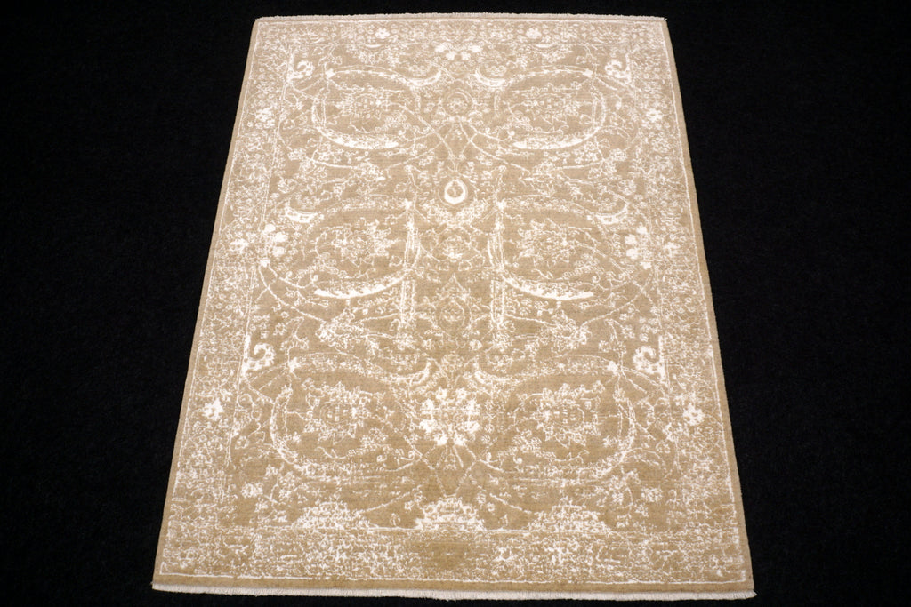 Isfahan Teppich 193 x 151 cm Modern Perserteppich Beige Weiß