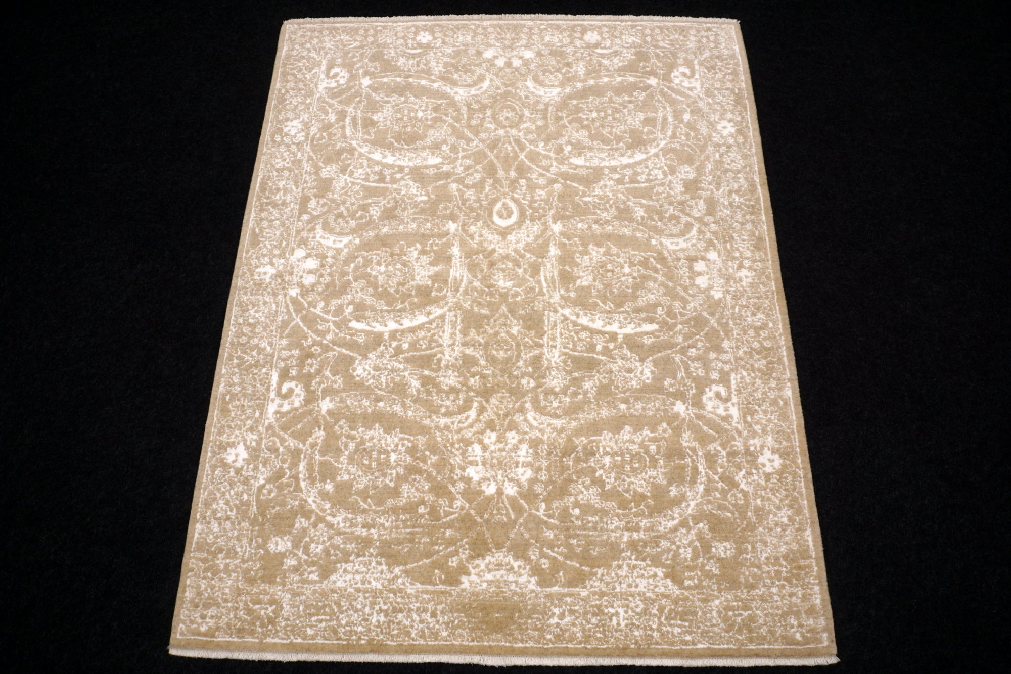 Isfahan Teppich 193 x 151 cm Modern Perserteppich Beige Weiß