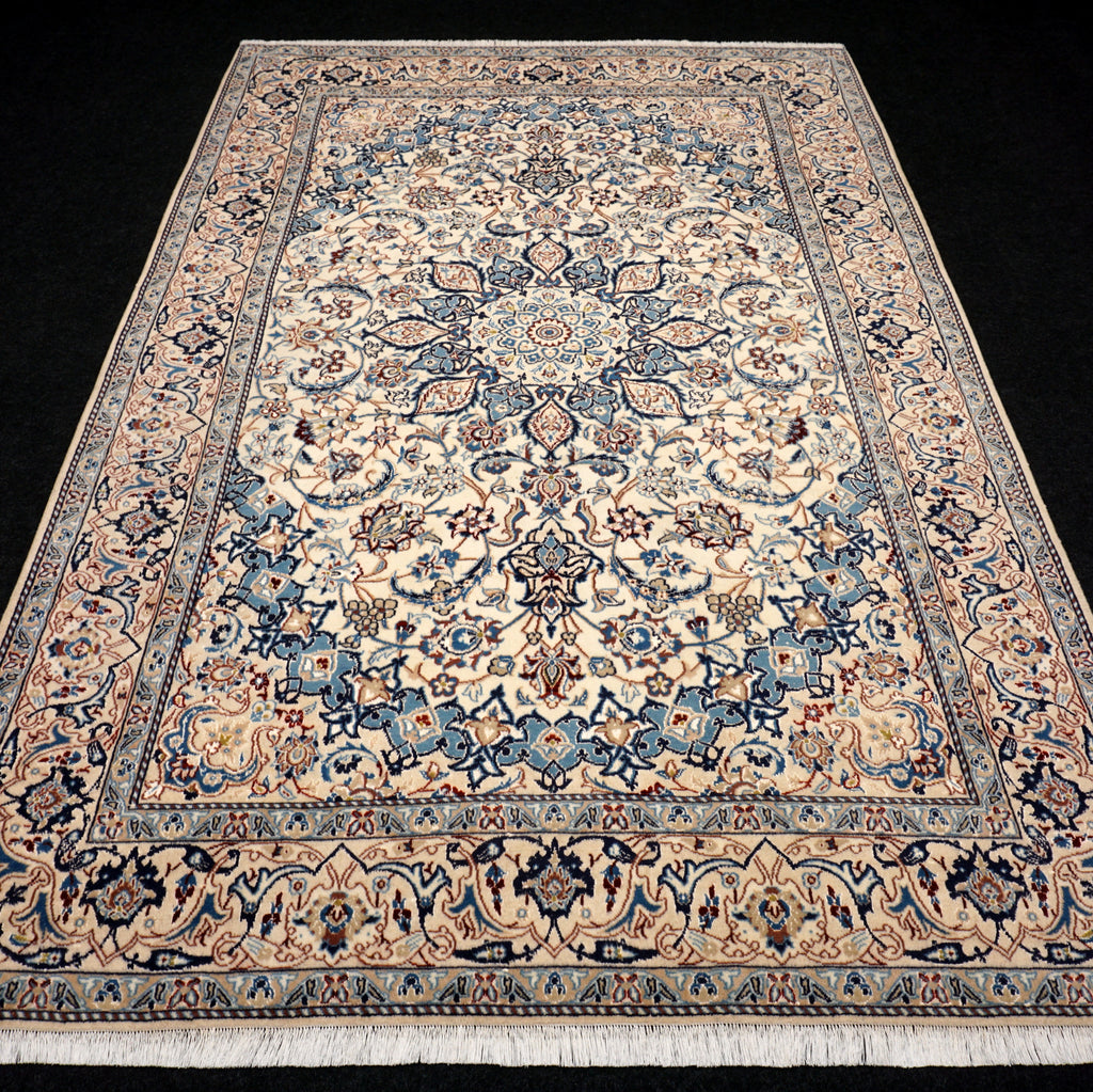 Nain Teppich 282 x 180 cm Beige Blau Handgeknüft