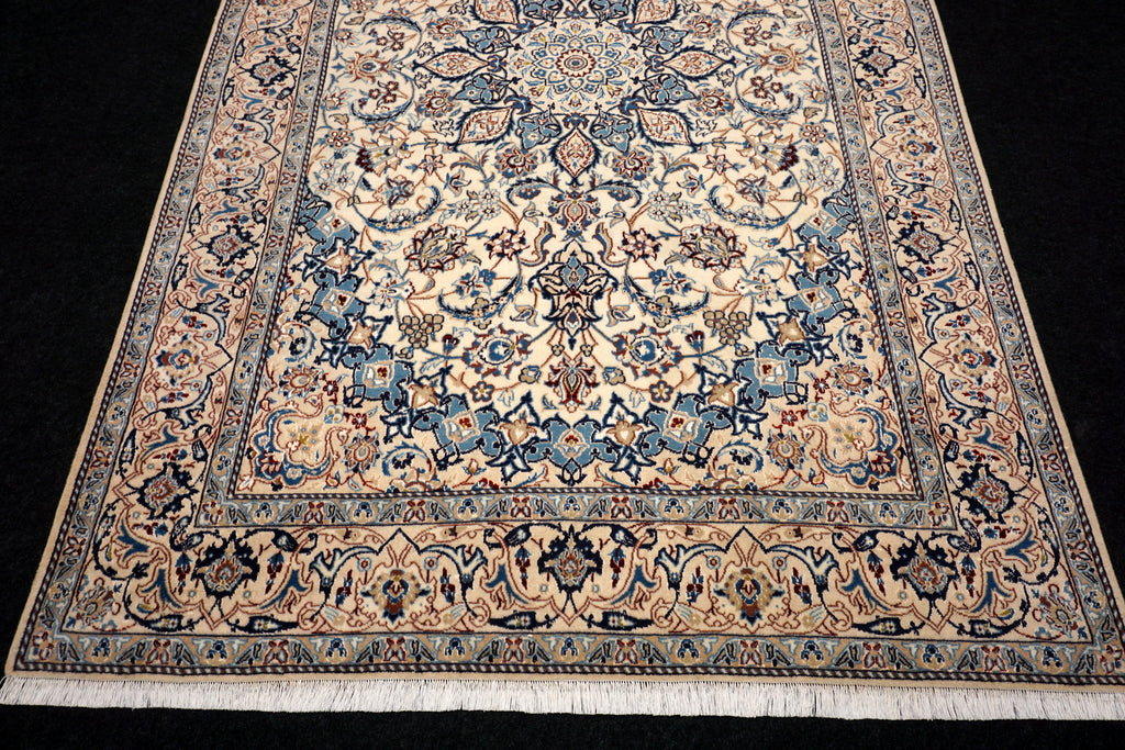 Nain Teppich 282 x 180 cm Beige Blau Handgeknüft