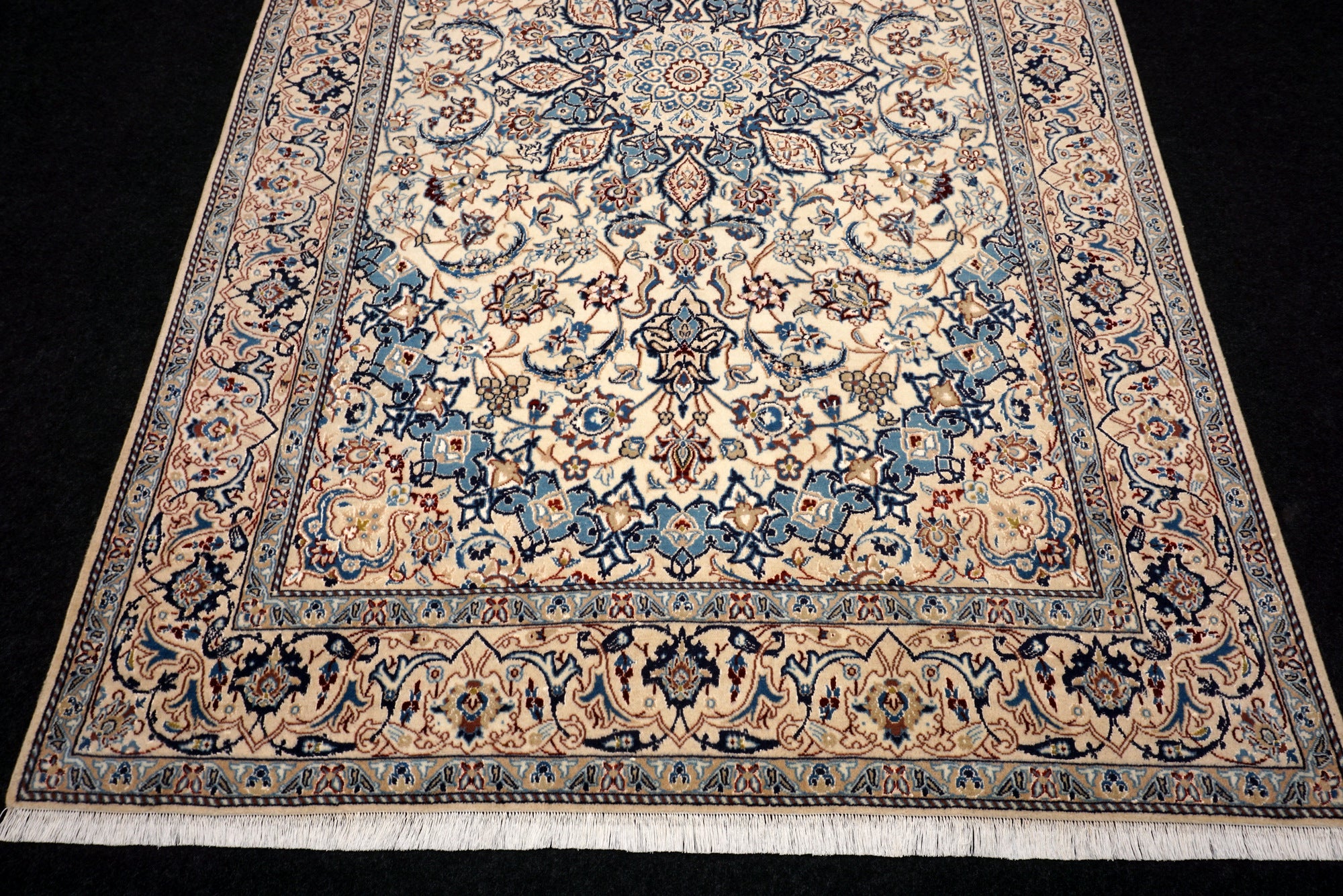 Nain Teppich 282 x 180 cm Beige Blau Handgeknüft