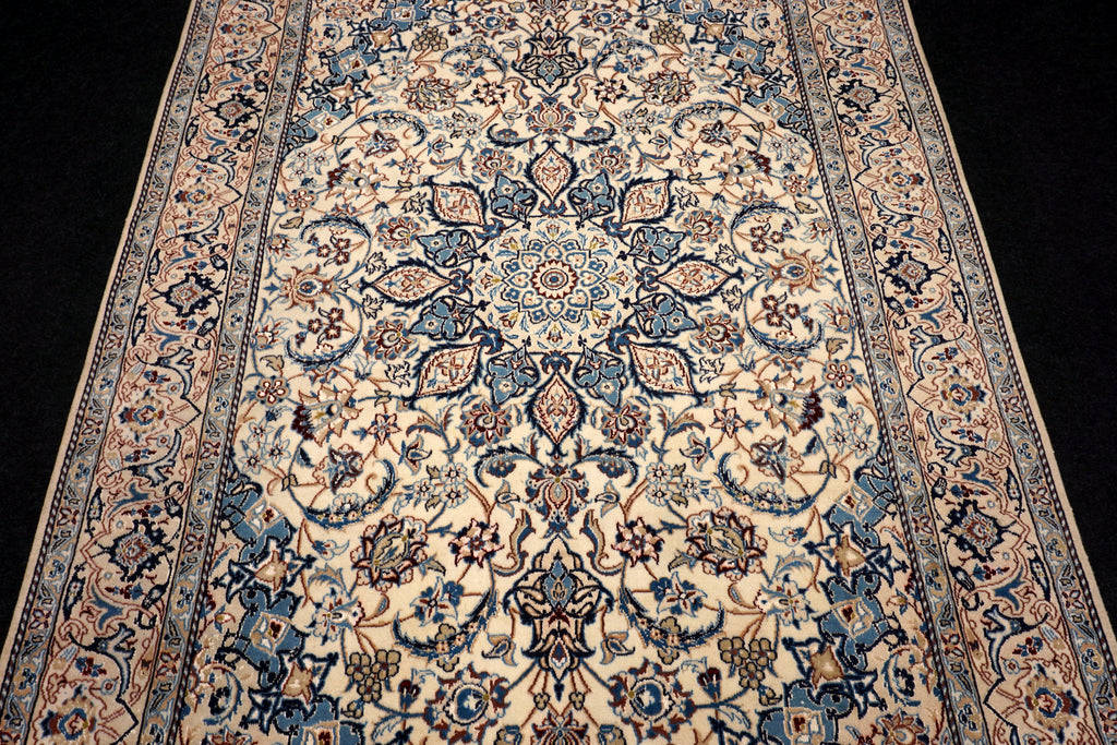 Nain Teppich 282 x 180 cm Beige Blau Handgeknüft