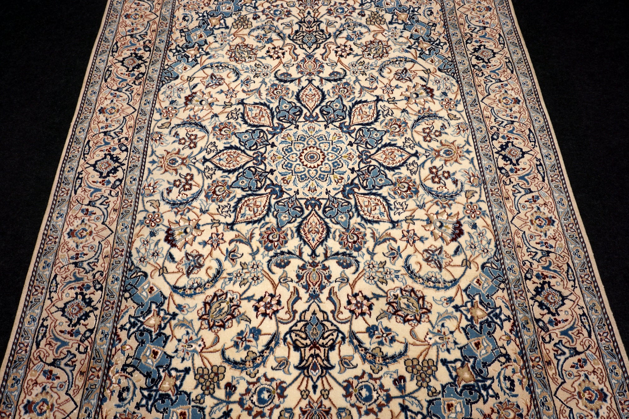Nain Teppich 282 x 180 cm Beige Blau Handgeknüft