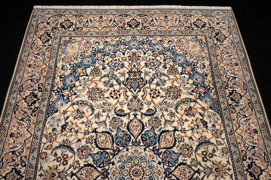 Nain Teppich 282 x 180 cm Beige Blau Handgeknüft