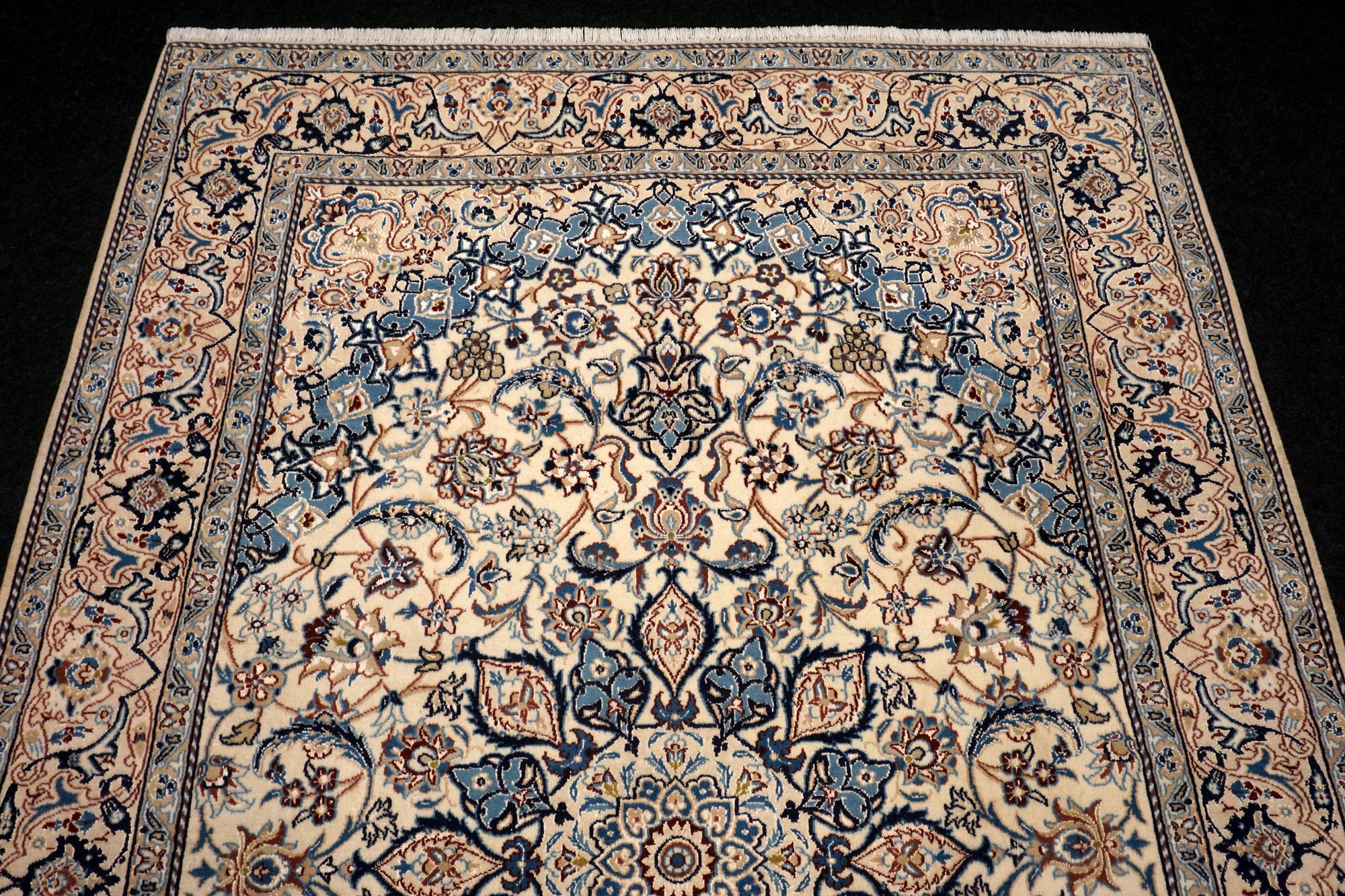 Nain Teppich 282 x 180 cm Beige Blau Handgeknüft
