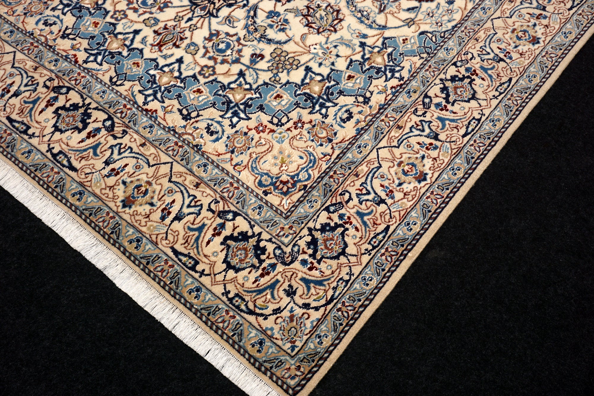 Nain Teppich 282 x 180 cm Beige Blau Handgeknüft
