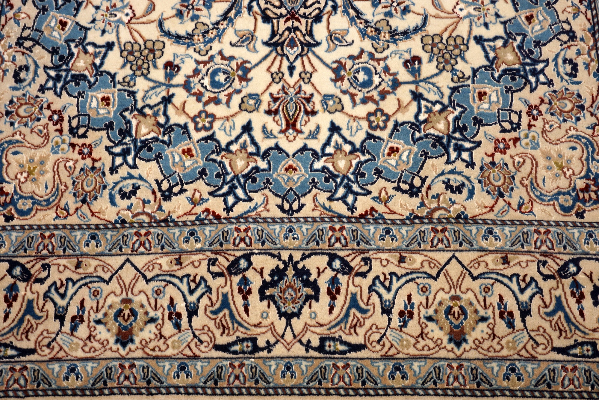 Nain Teppich 282 x 180 cm Beige Blau Handgeknüft