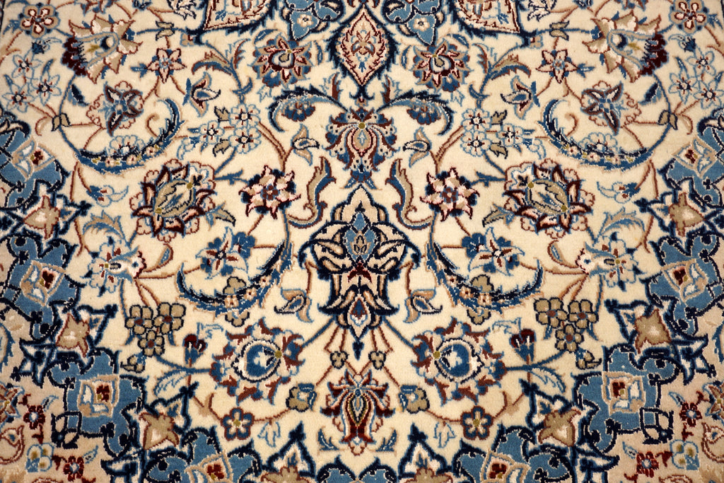 Nain Teppich 282 x 180 cm Beige Blau Handgeknüft