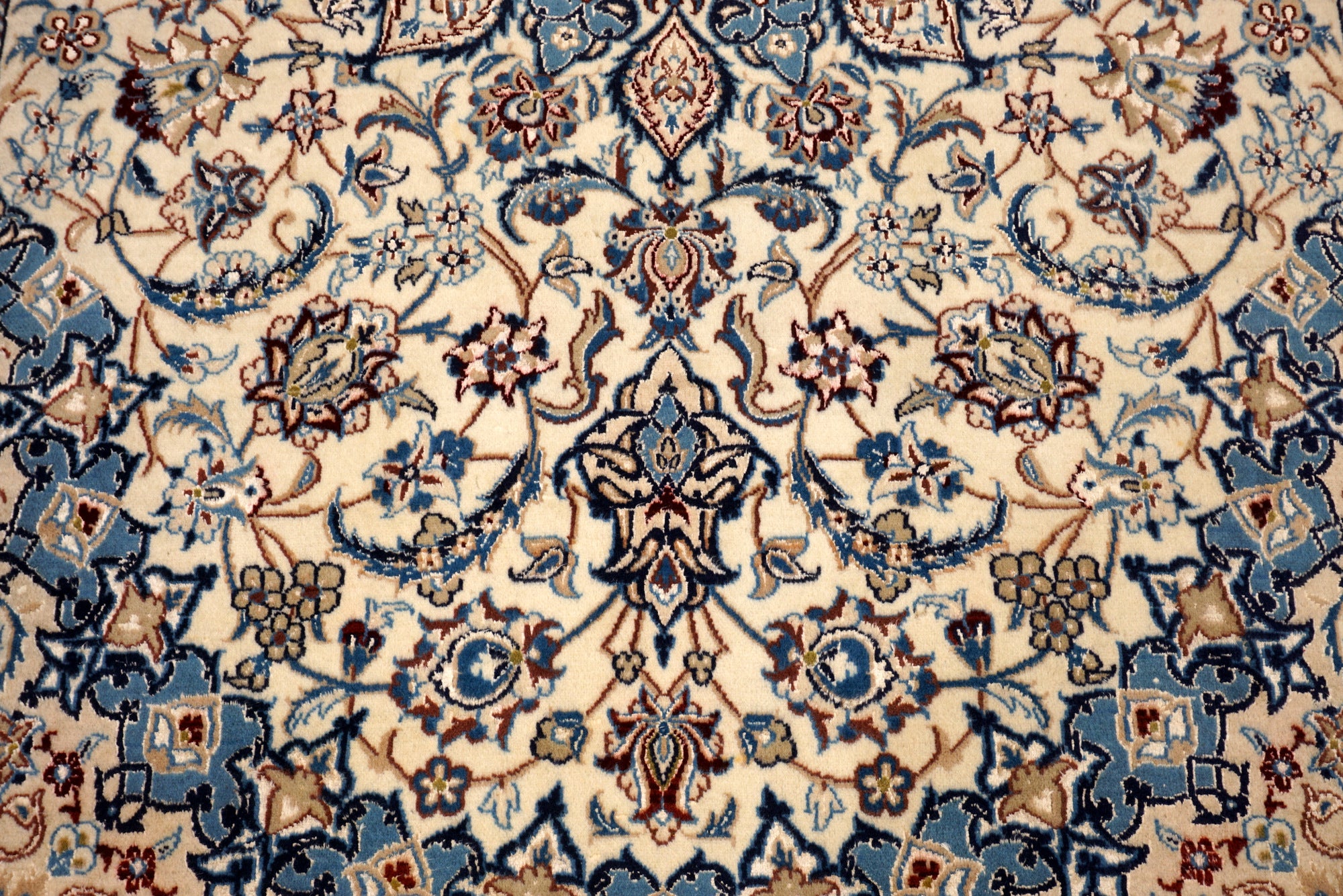 Nain Teppich 282 x 180 cm Beige Blau Handgeknüft