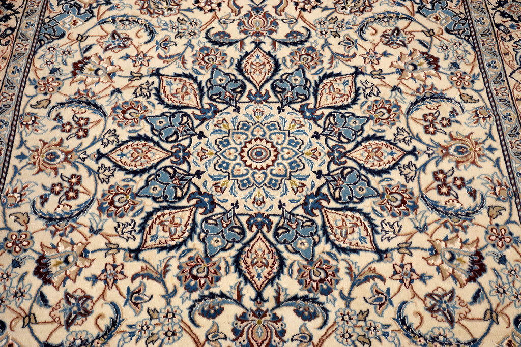 Nain Teppich 282 x 180 cm Beige Blau Handgeknüft