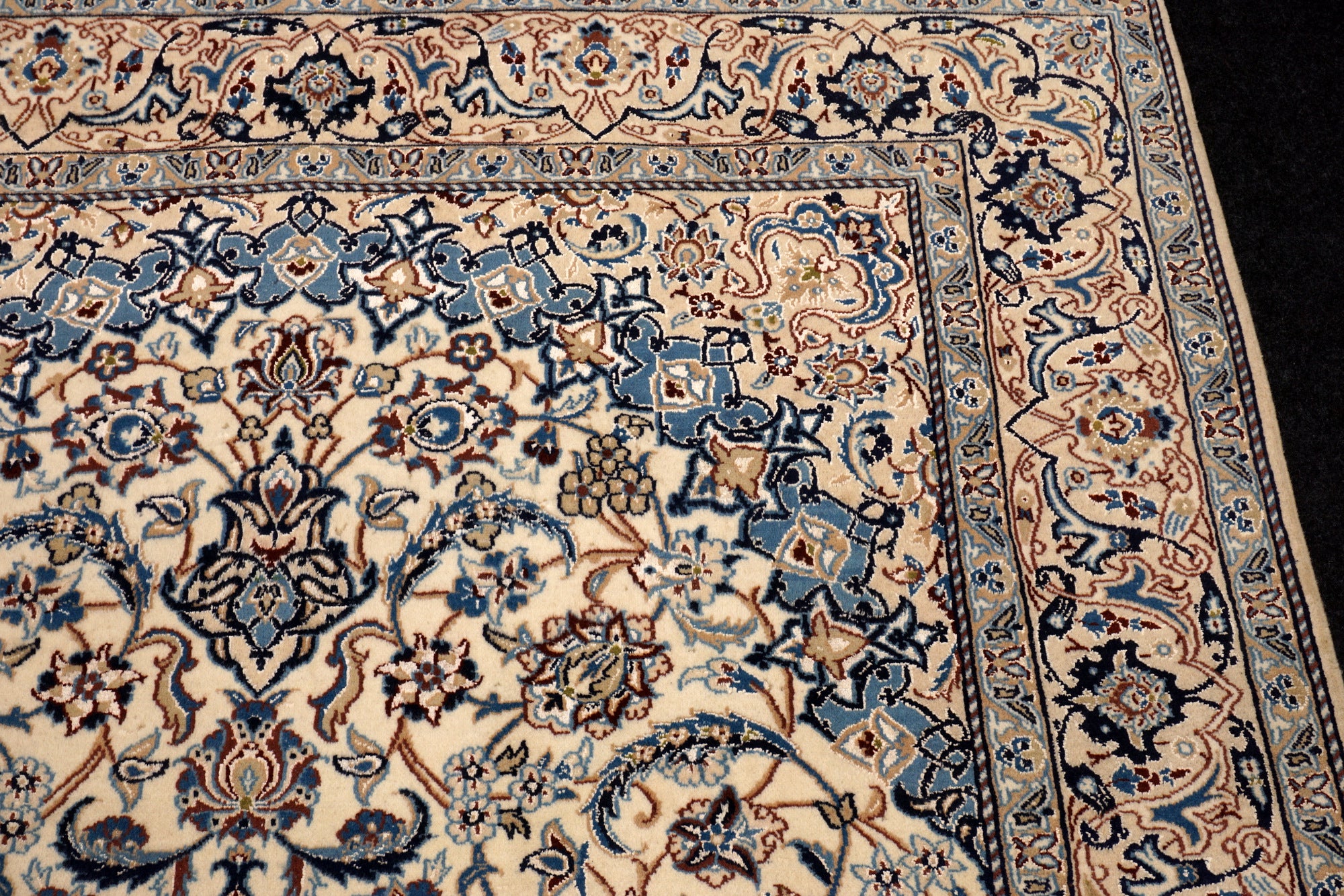 Nain Teppich 282 x 180 cm Beige Blau Handgeknüft