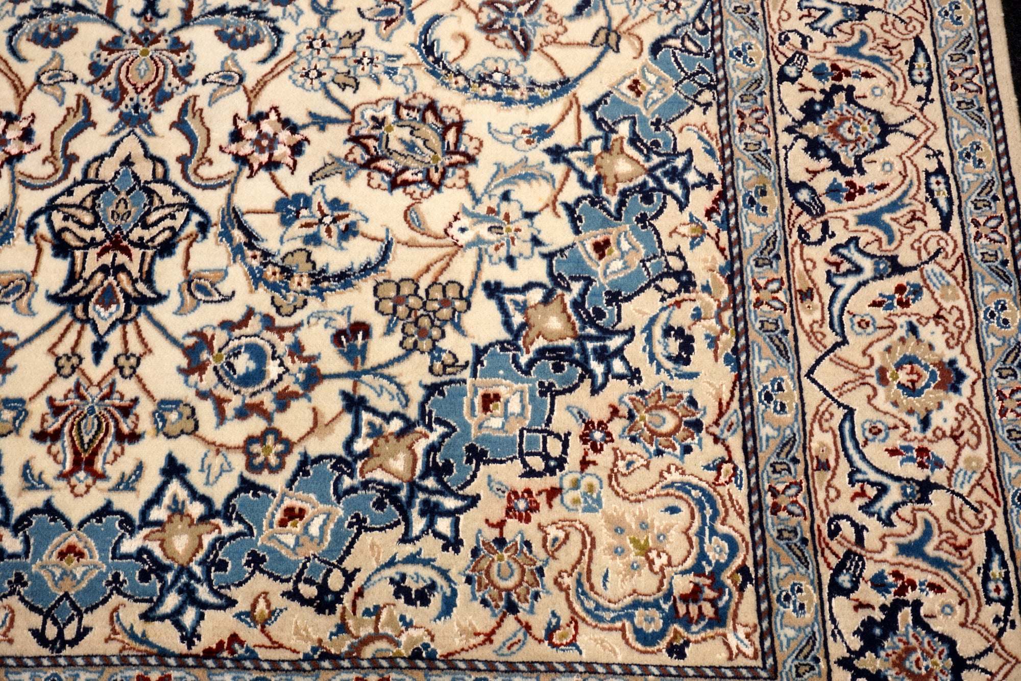 Nain Teppich 282 x 180 cm Beige Blau Handgeknüft