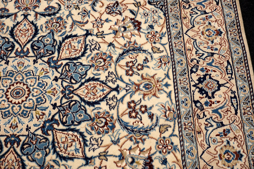 Nain Teppich 282 x 180 cm Beige Blau Handgeknüft