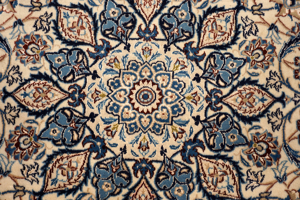 Nain Teppich 282 x 180 cm Beige Blau Handgeknüft