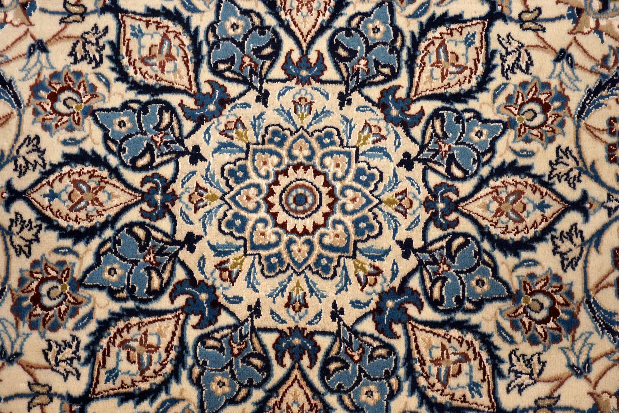 Nain Teppich 282 x 180 cm Beige Blau Handgeknüft