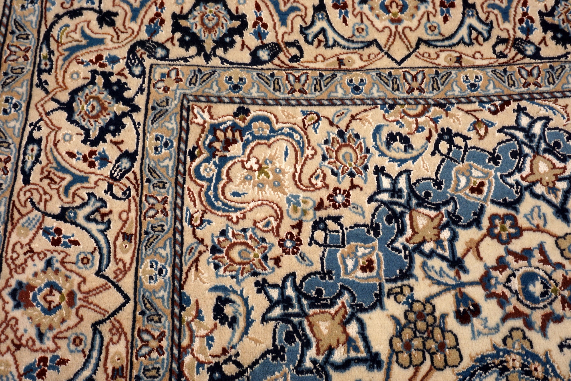 Nain Teppich 282 x 180 cm Beige Blau Handgeknüft