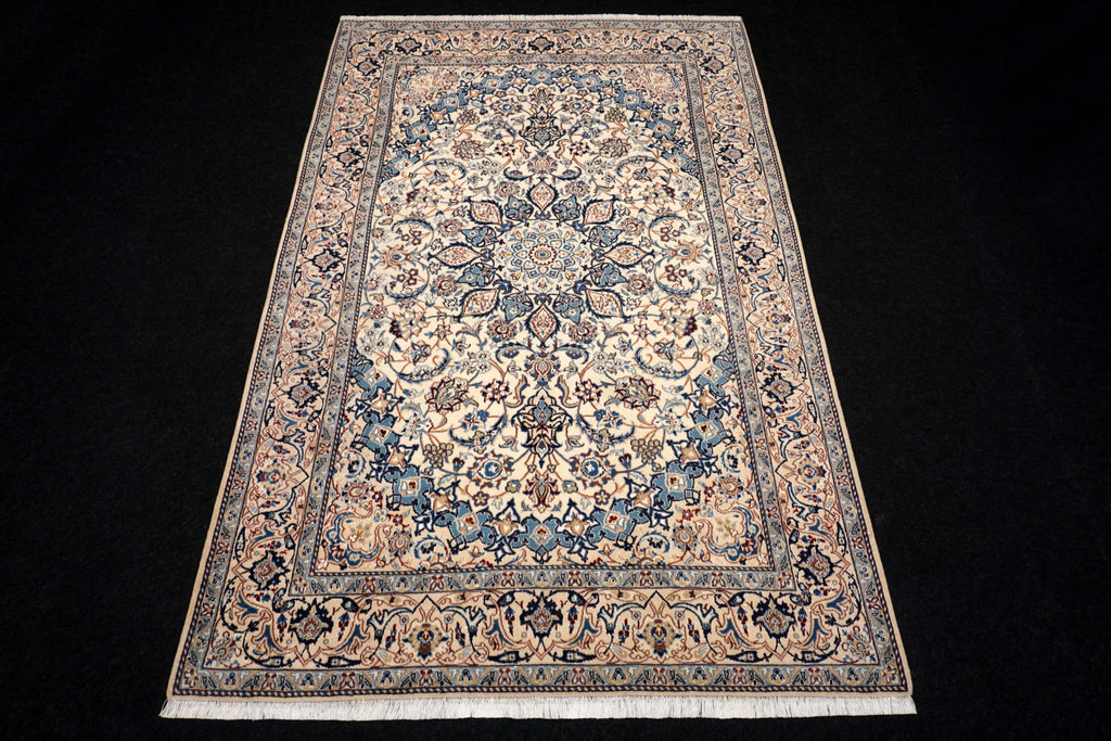 Nain Teppich 282 x 180 cm Beige Blau Handgeknüft