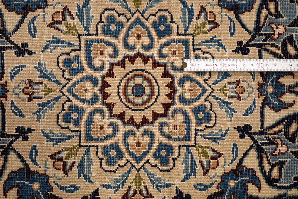 Nain Teppich 282 x 180 cm Beige Blau Handgeknüft