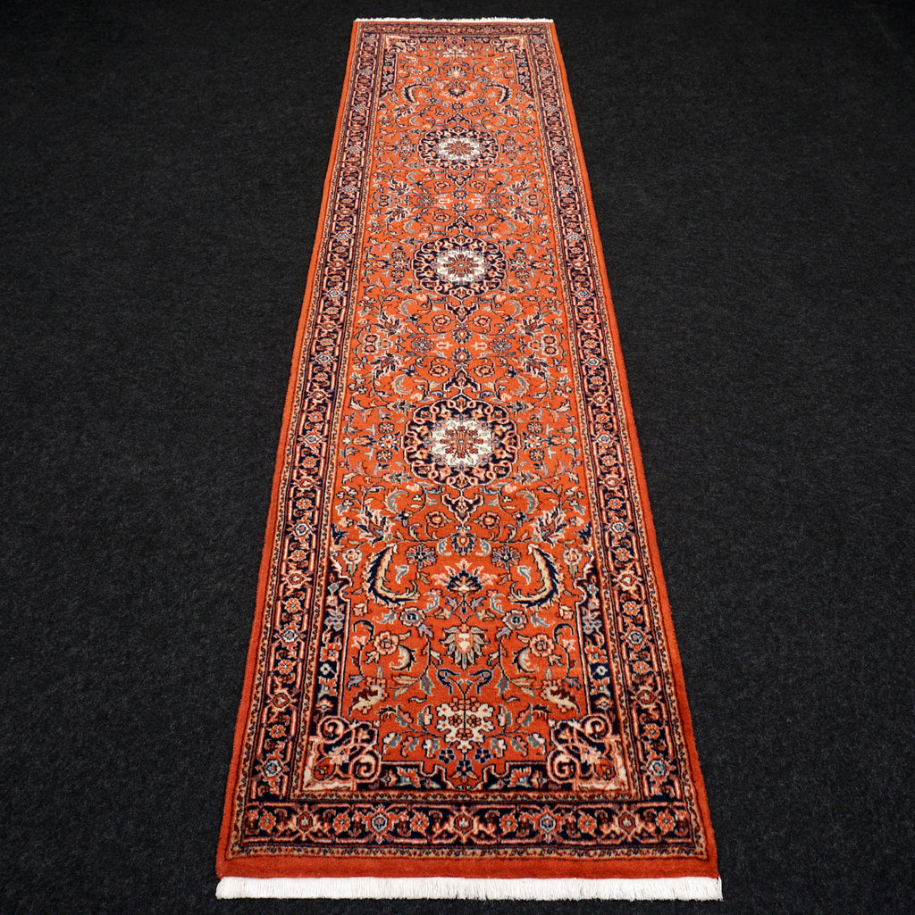 Indischer Sarough Läufer 301 x 77 cm Rot Handgeknüpft