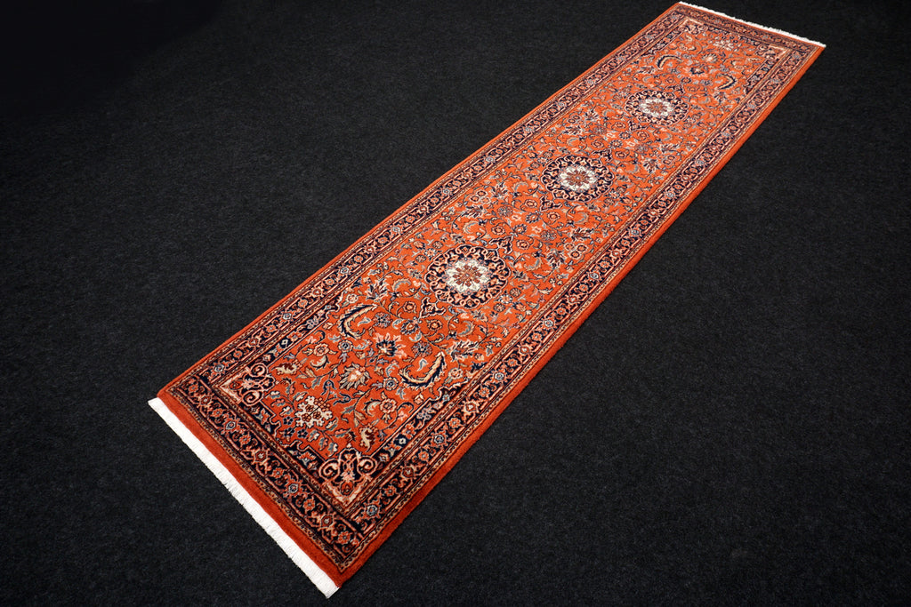 Indischer Sarough Läufer 301 x 77 cm Rot Handgeknüpft