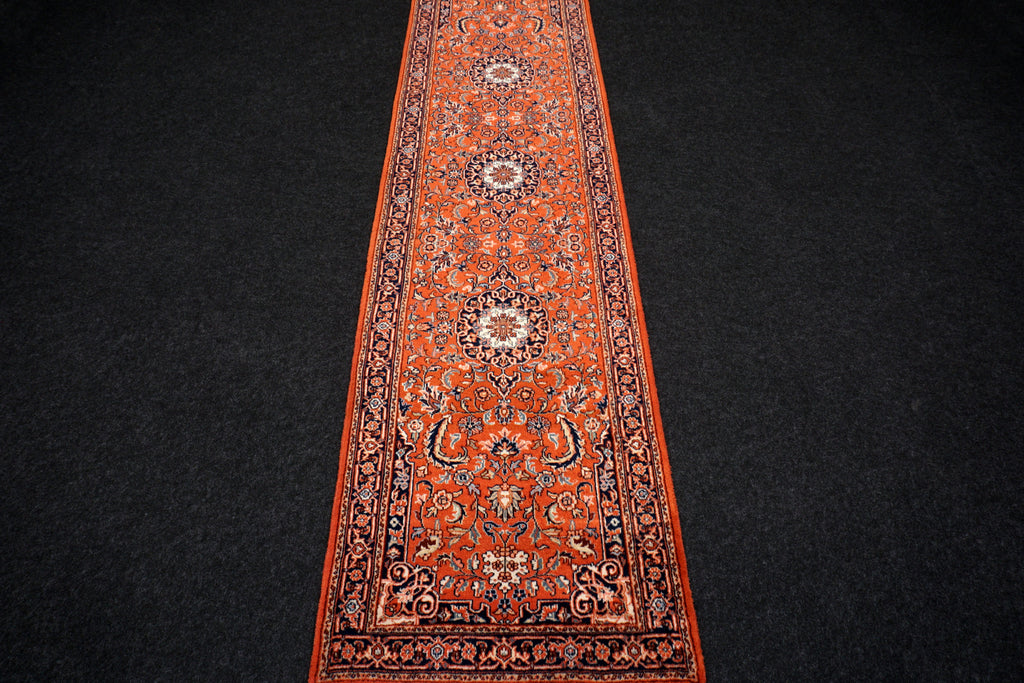 Indischer Sarough Läufer 301 x 77 cm Rot Handgeknüpft