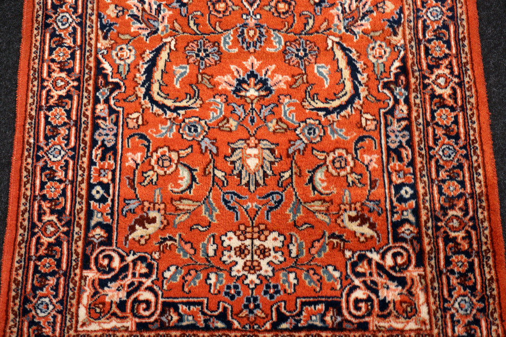 Indischer Sarough Läufer 301 x 77 cm Rot Handgeknüpft