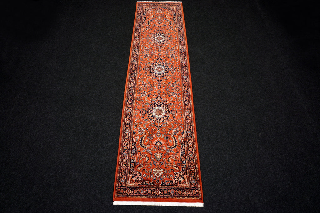 Indischer Sarough Läufer 301 x 77 cm Rot Handgeknüpft