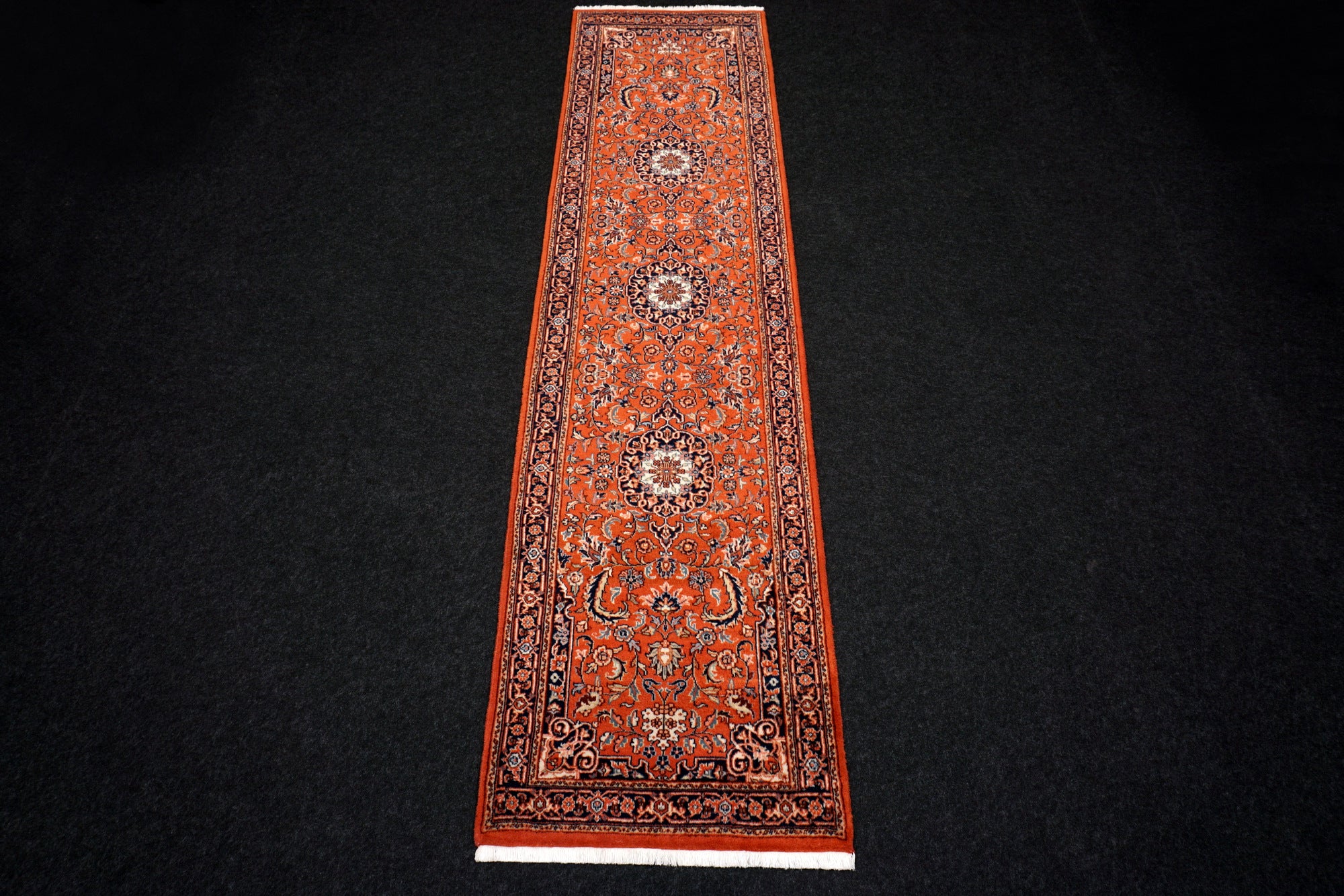 Indischer Sarough Läufer 301 x 77 cm Rot Handgeknüpft