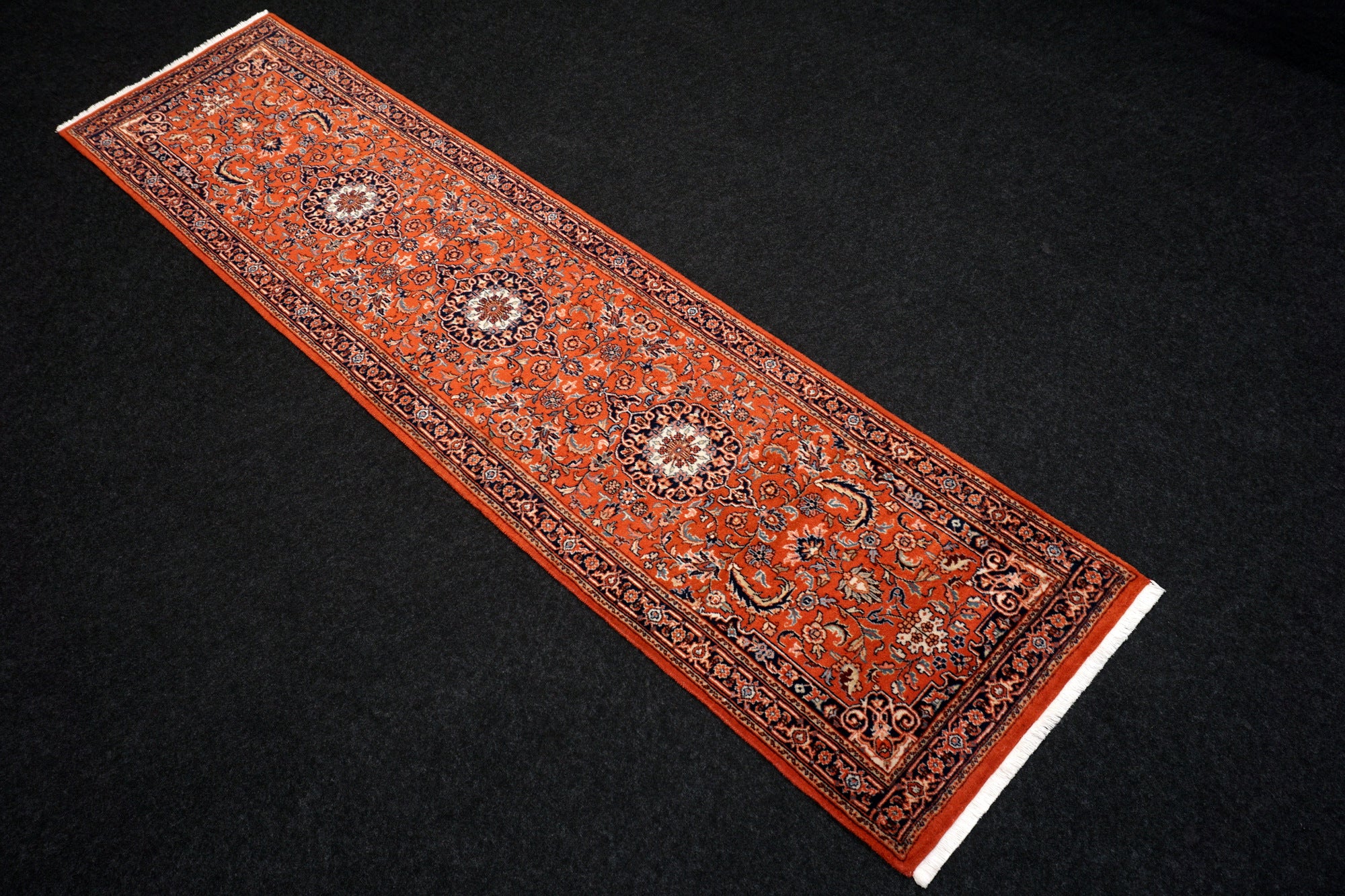Indischer Sarough Läufer 301 x 77 cm Rot Handgeknüpft