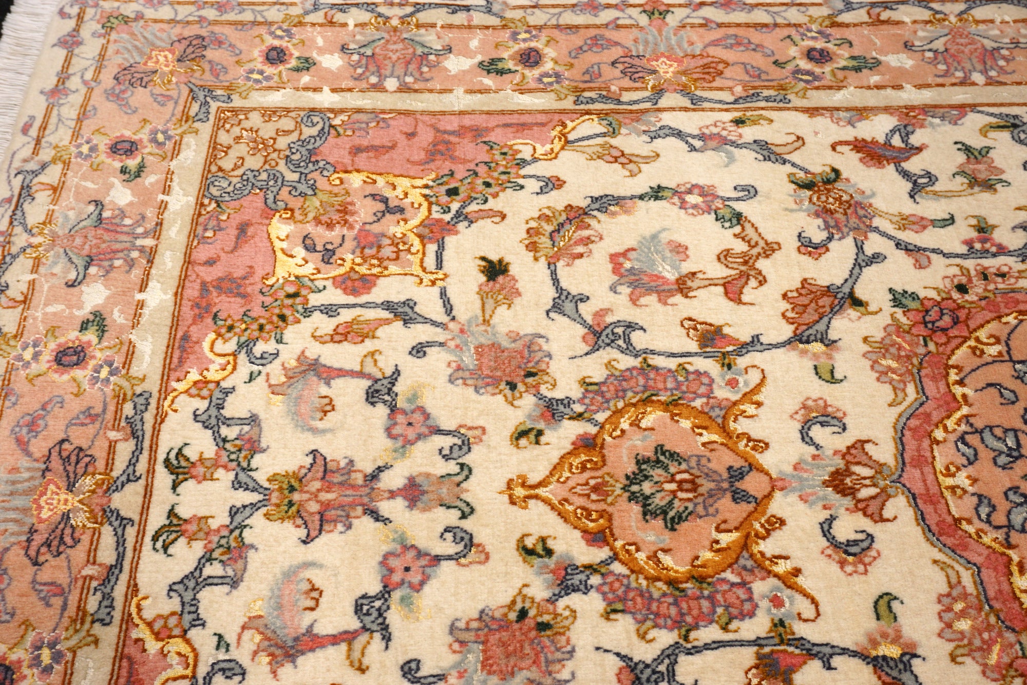 Täbriz Teppich 163 x 102 cm Beige Gold Perserteppich