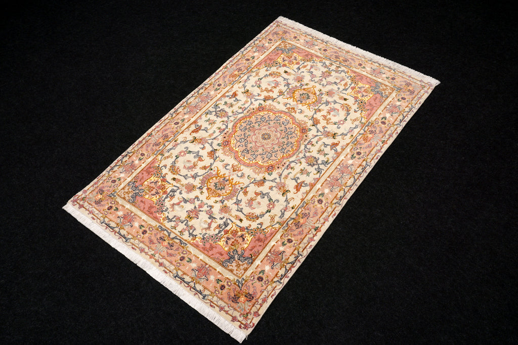 Täbriz Teppich 163 x 102 cm Beige Gold Perserteppich