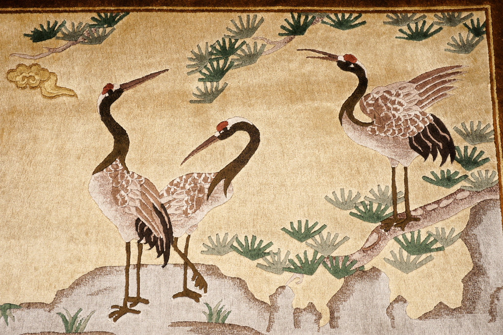 China Seidenteppich Vogelmotive 90 x 65 cm Orient Teppich Handgeknüpft
