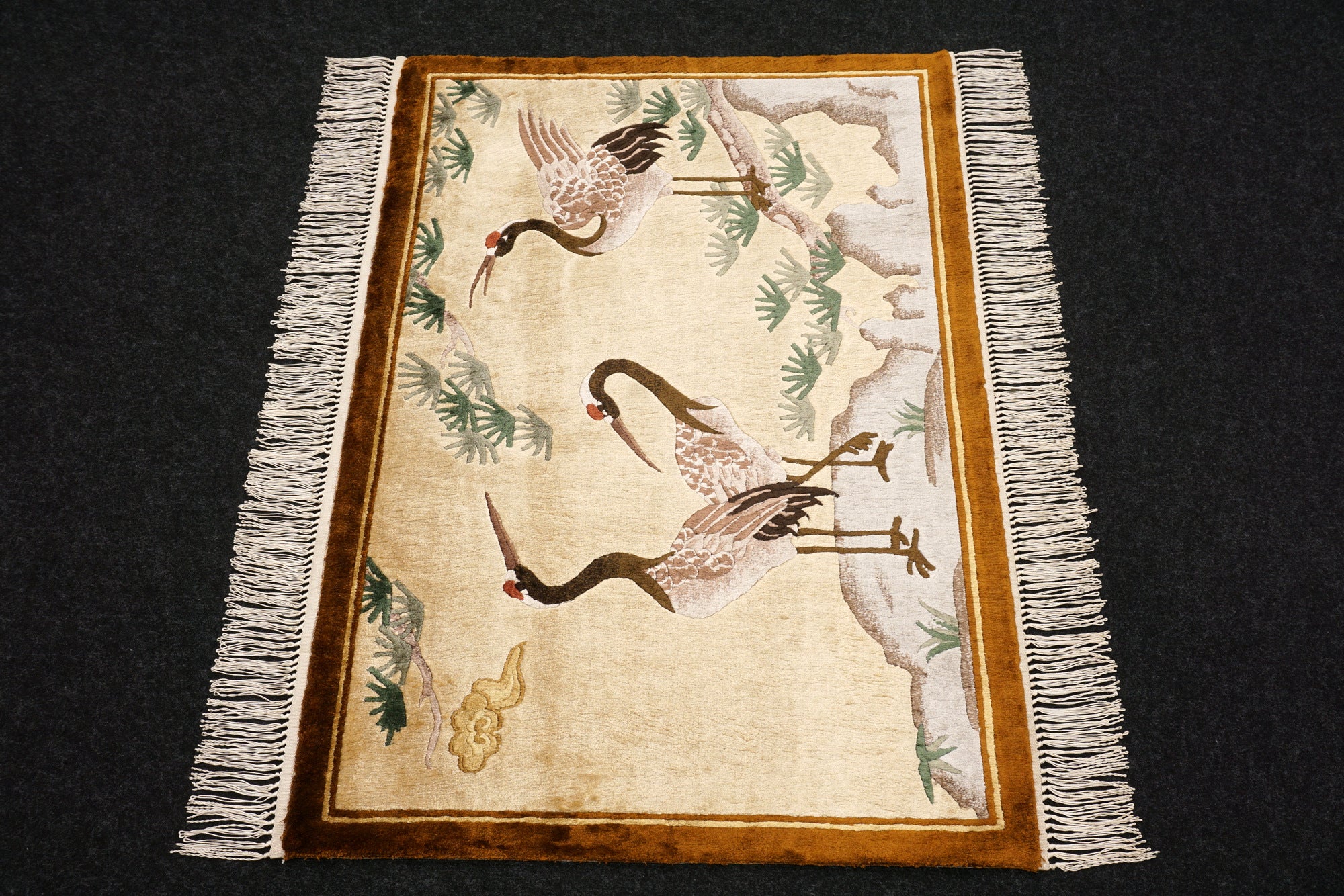 China Seidenteppich Vogelmotive 90 x 65 cm Orient Teppich Handgeknüpft