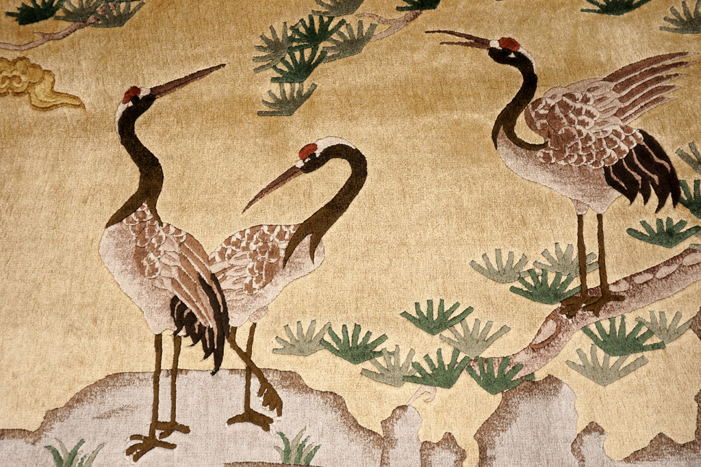 China Seidenteppich Vogelmotive 90 x 65 cm Orient Teppich Handgeknüpft