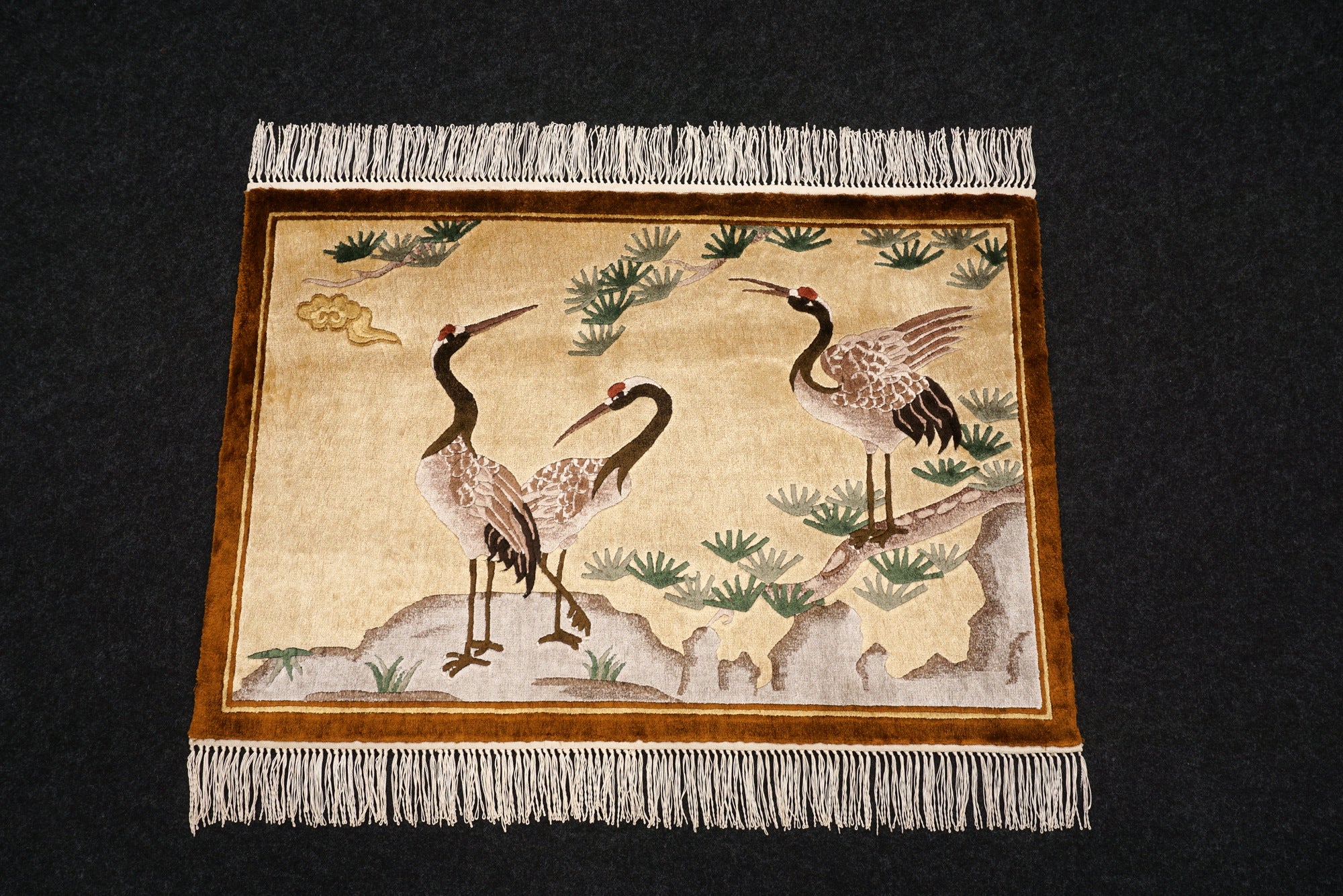 China Seidenteppich Vogelmotive 90 x 65 cm Orient Teppich Handgeknüpft