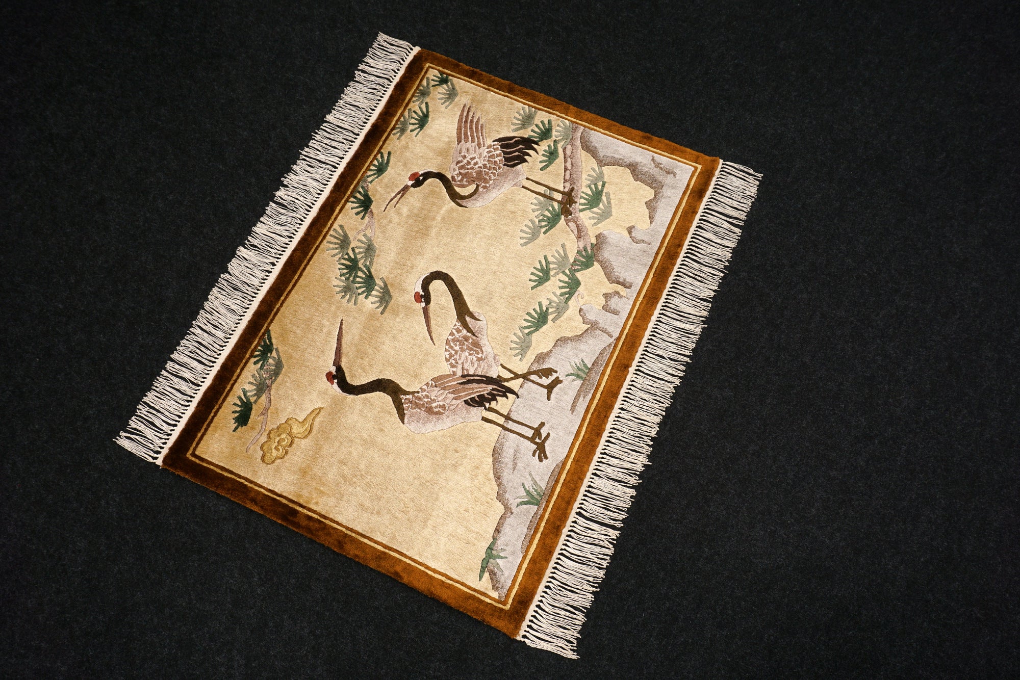 China Seidenteppich Vogelmotive 90 x 65 cm Orient Teppich Handgeknüpft