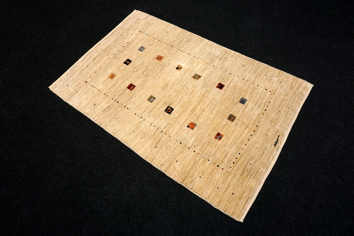 Gabbeh Loribaft Perserteppich - Beige mit Signatur