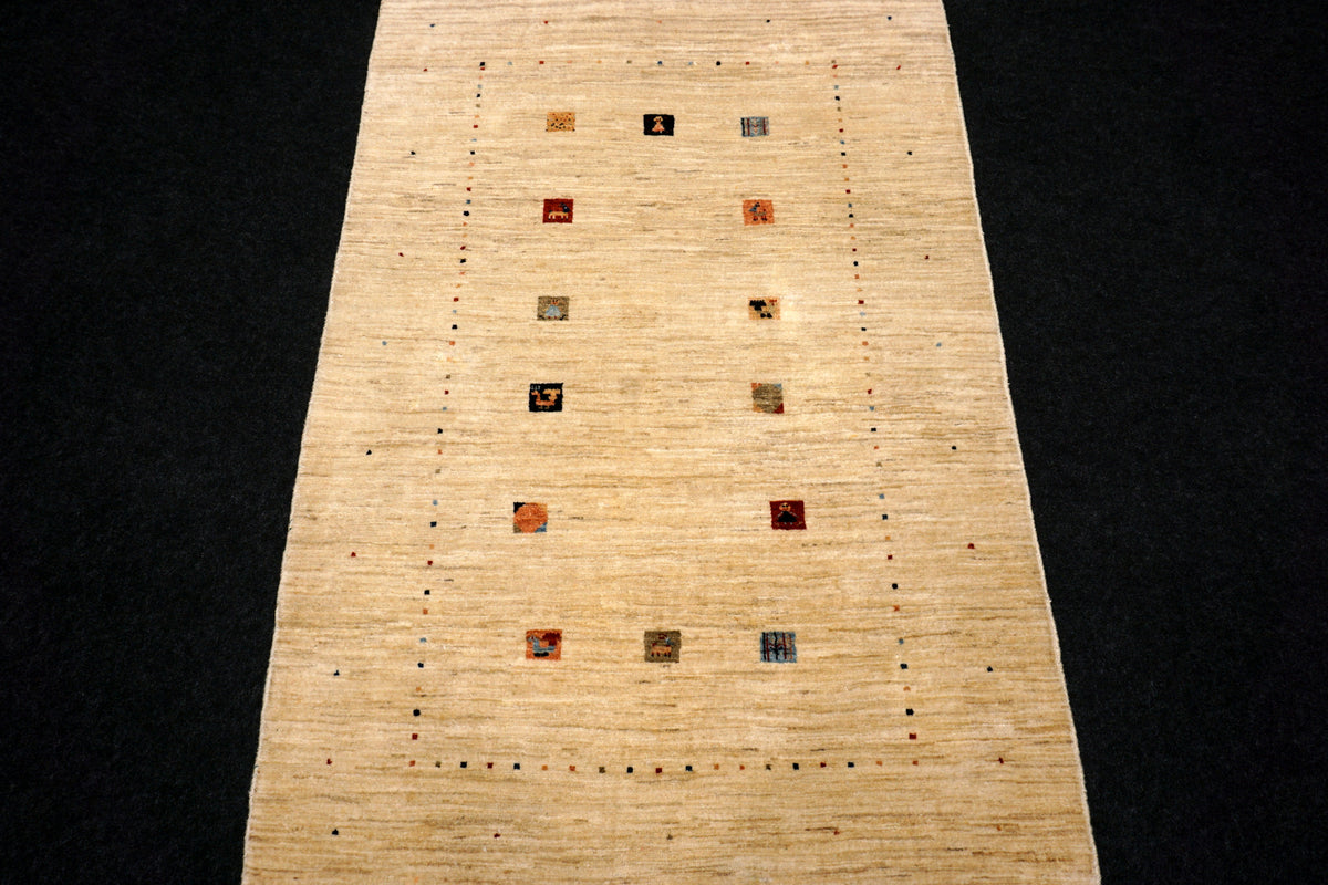 Gabbeh Loribaft Perserteppich - Beige mit Signatur