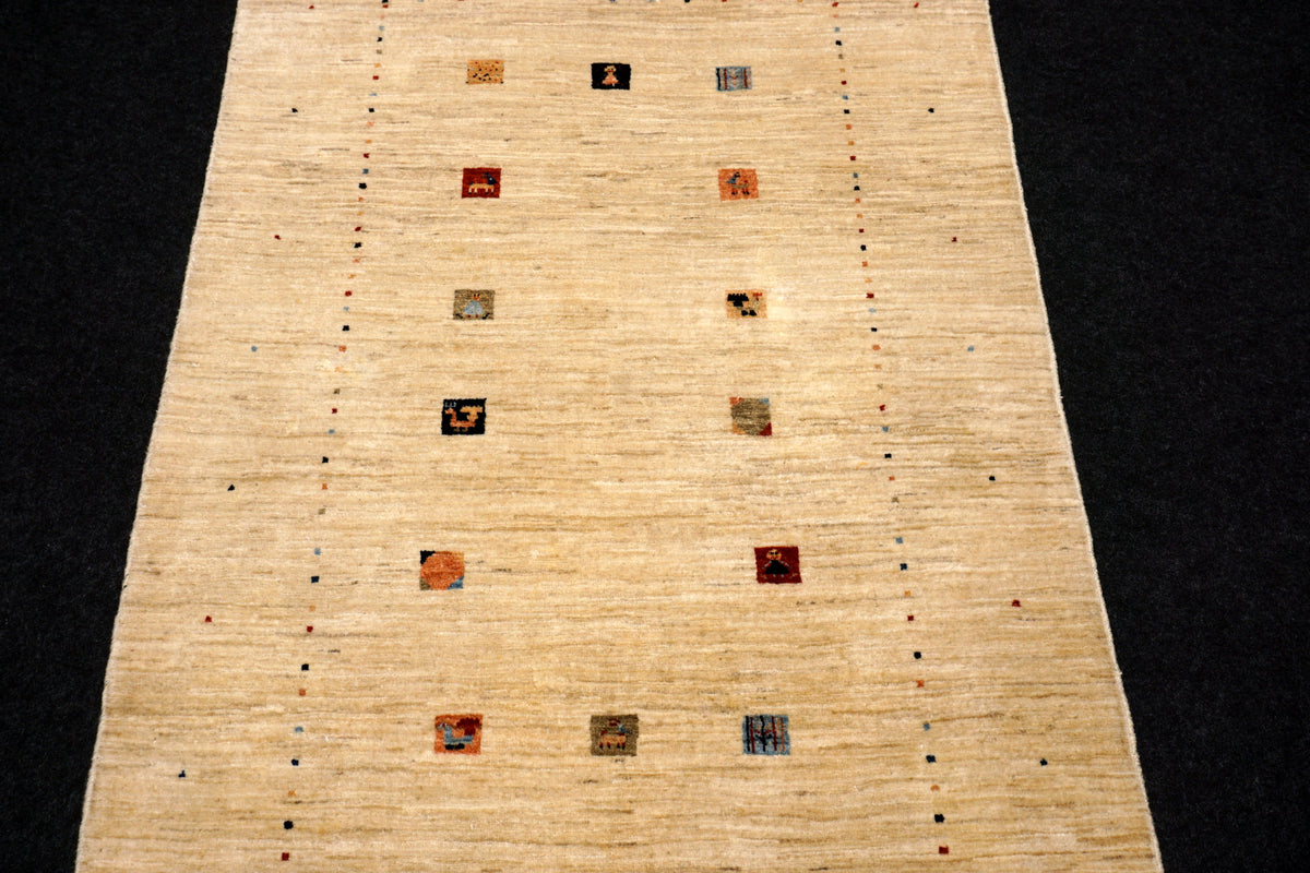 Gabbeh Loribaft Perserteppich - Beige mit Signatur