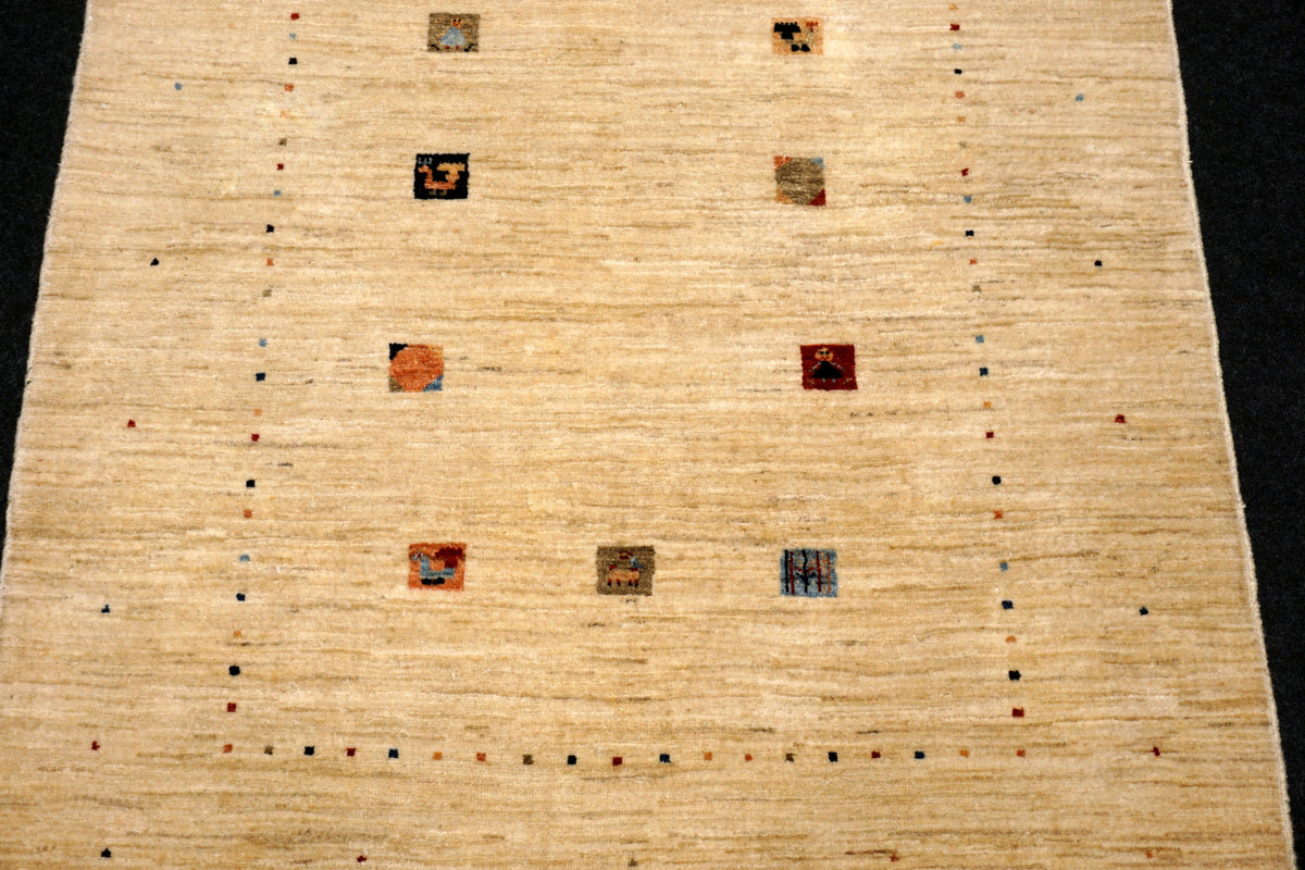Gabbeh Loribaft Perserteppich - Beige mit Signatur