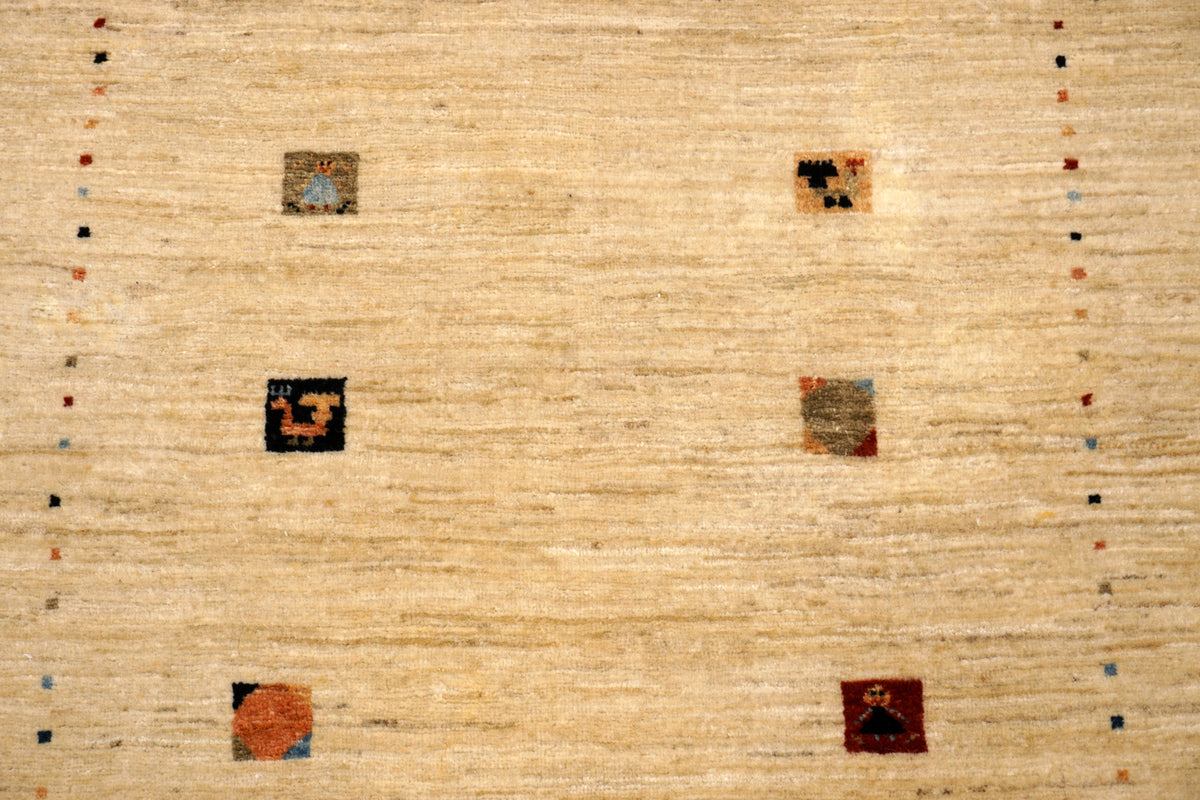 Gabbeh Loribaft Perserteppich - Beige mit Signatur