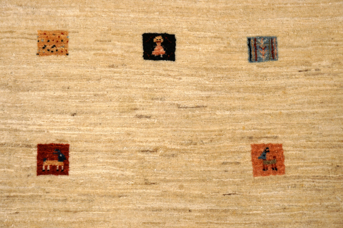 Gabbeh Loribaft Perserteppich - Beige mit Signatur